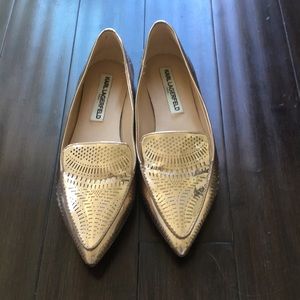 Karl Lagerfeld Gold flats